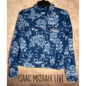 Isaac Mizrahi Live~Blue floral denim jacket~Women’s size 10~EUC